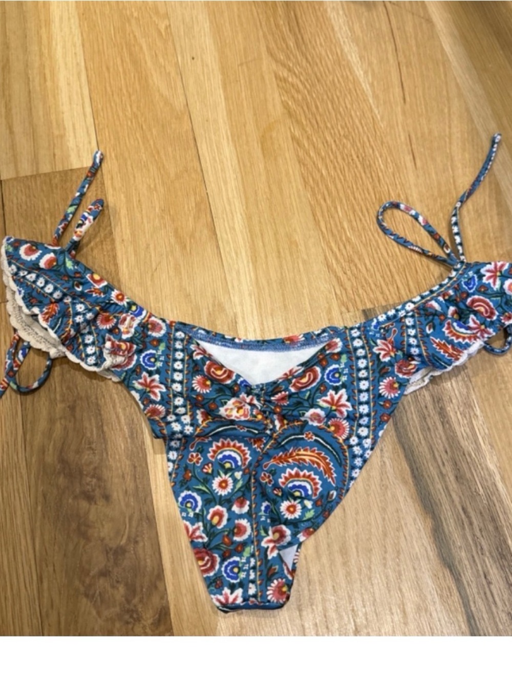 Montce Teal Floral Tie-Side Bikini Bottoms